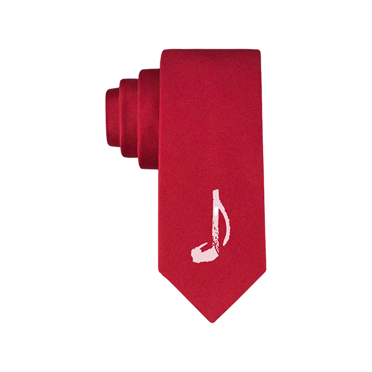 Red tie with music note on the bottom