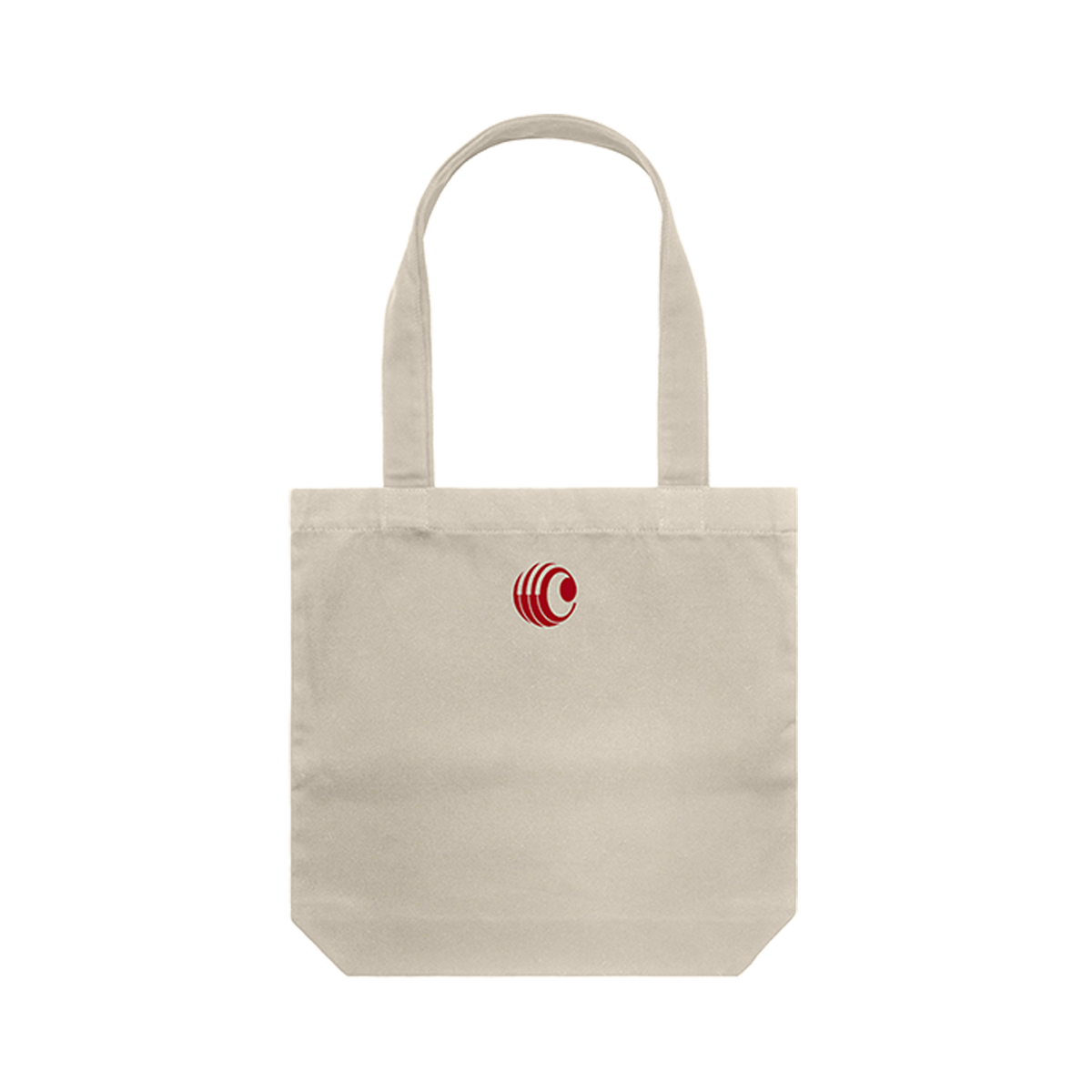 Beige tote with Charlie Puth circle logo 